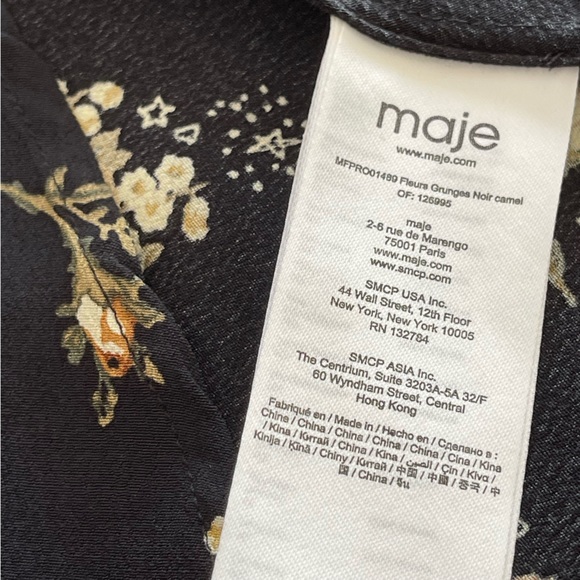 Maje Floral Long Balloon Sleeve Mini Dress, Size 6 US/38 FR - Picture 12 of 13